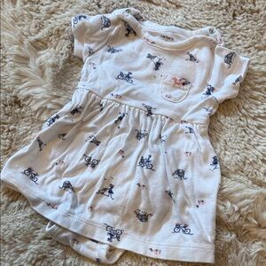 Carter's White Dress with Navy Bicycle Pattern